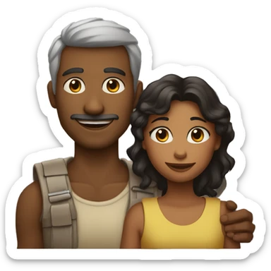 Pai negro com um filho e uma filha sticker