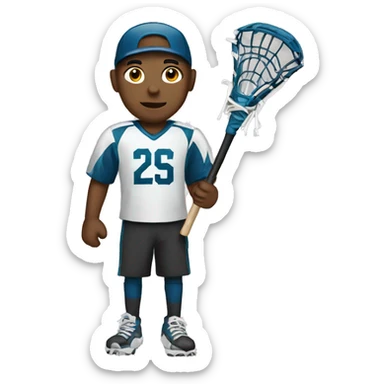 create a boy emoji holding a lacrosse stick emoji sticker