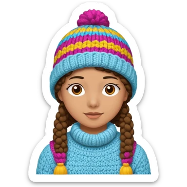 high school student wearing a crochetted winter hat sticker