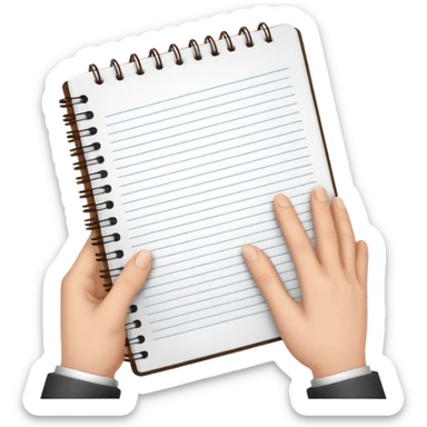 libreta anillada abierta y sostenida por unas manos  sticker