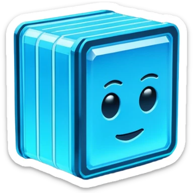 Pixel art emoji icon of a futuristic holographic book (help), neon blue sci-fi voxel style, cute tech aesthetic, centered, simple, high contrast, 3D shading, soft glow, transparent background, 100x100 px, game UI icon sticker
