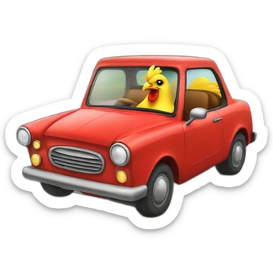 male chicken driving red car sticker