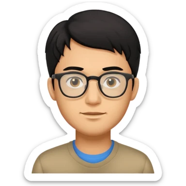 Black haired male with eyeglasses sticker
