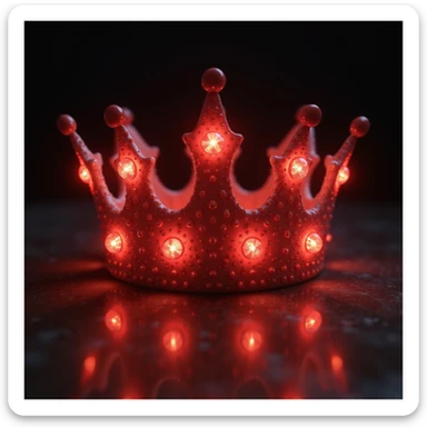 realistic glowing red crown with gems, photorealistic style sticker