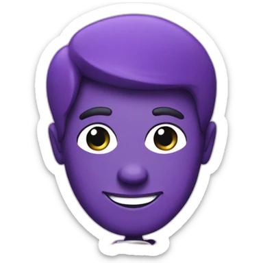 the happy face of a man with a book in purple tones sticker