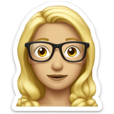 Femme châtain avec mèches blondes à lunettes sticker