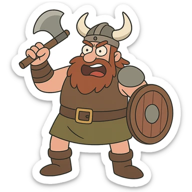 flat toon style viking sticker
