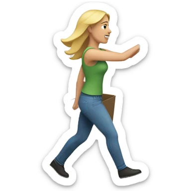 White woman throwing a plant in the trash. sticker