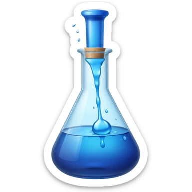Blue potion bottle open with the liquid falling out (Upside-down with no cork and w/o handle) sticker