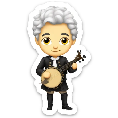 Wolfgang Mozart chibi standing young banjo sticker