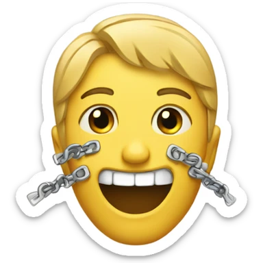 Face with zippers a mouth sticker