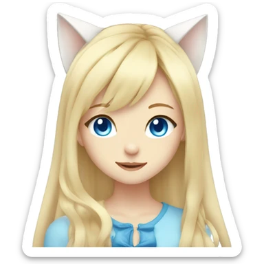 Anime catgirl, long blonde hair, blue eyes sticker