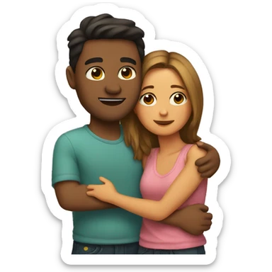 couple cuddling  sticker