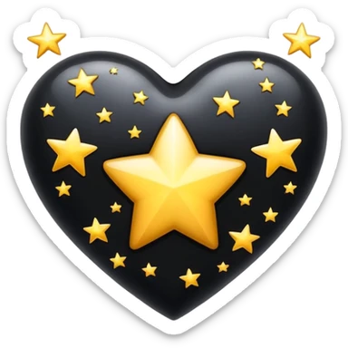Corazón negro con estrellas sticker