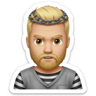 angry blonde tattooed bearded male prisoner sticker