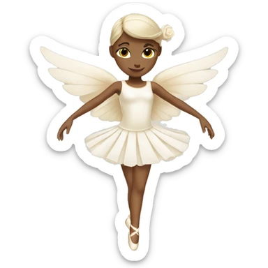 White ballerina cream dress with wings and cream ballerina shoes sticker