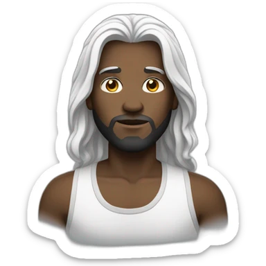 Straight black long haired man with white skin sticker
