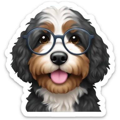 Bernedoodle with glasses sticker