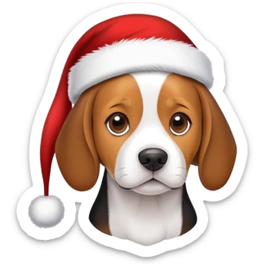 Un beagle con un sombrero de navidad sticker