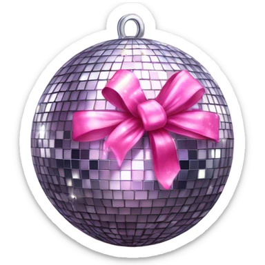 disco ball with a pink bow sticker