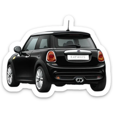 Mini Cooper s f56 noire de derrière avec le toit blanc sticker