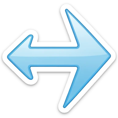 Extremely simplistic white arrow with light blue outline pointing. make the point only on one side sticker