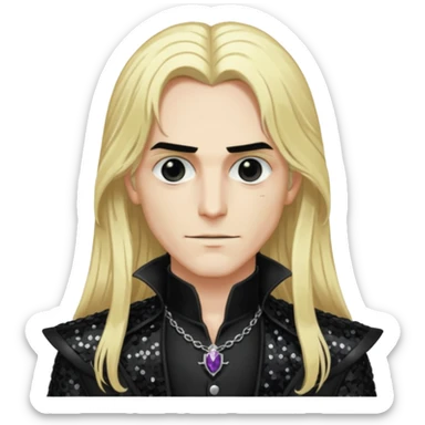 Count Alucard with long blonde hair and black sequin outfit sticker