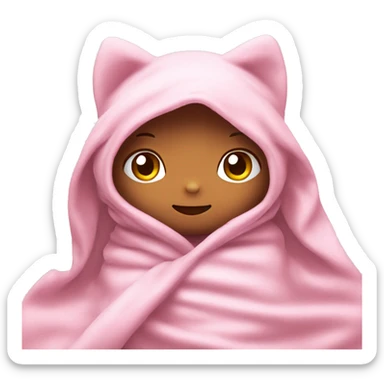 hello kitty in light pink blanket sticker