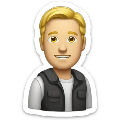 white man with dollars sticker