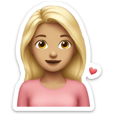 Cute blonde girl with hearts sticker