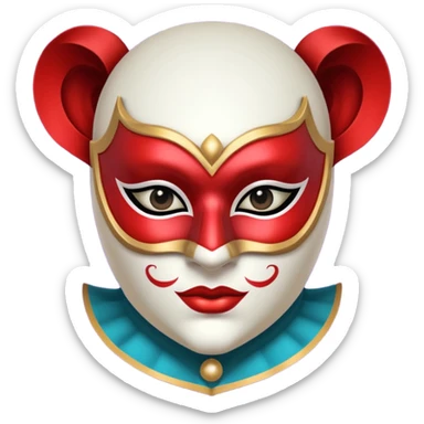 circus masked performer portrait, head and shoulders only, elegant carnival mask, dramatic costume collar, mysterious expression, 3D cartoon, mobile game icon style, clean background, no text, no watermark sticker