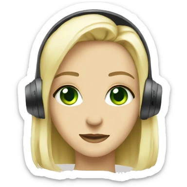 Green eyes wight blondie wearing headphones  sticker