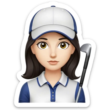 Female golf player with dark long hair sticker