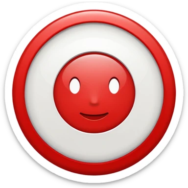 Red circle with a white circle inside and inside the white circle is a black circle like an evil eye nazar sticker