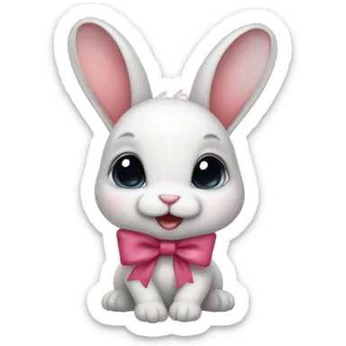 Baby bunny with coquette bow on ear sticker