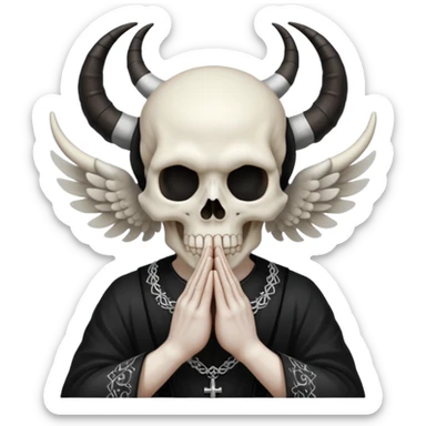 make a skull face like this💀but agnel and demon one with there hands going like this 🤞 sticker