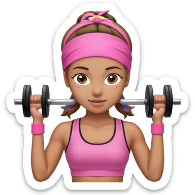 gym girl with pink headband sticker