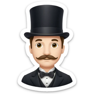 Fancy man with top hat and mustache with fancy look on his face and monocle sticker