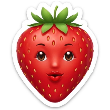 one strawberry 🍓 and red kiss 💋 fashioned stylish little emoji for “slay” reaction. no face sticker