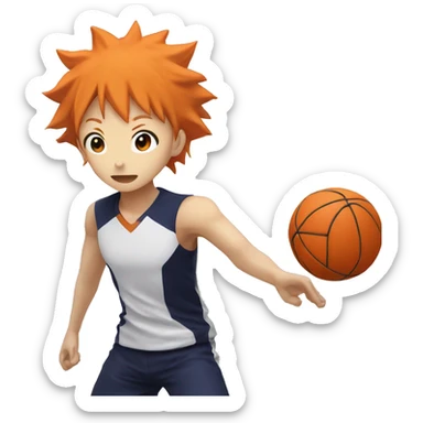 Shoyo Hinata spiking a ball sticker