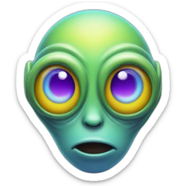 An alien with four eyes. A big yellow head with red, purple and light blue highlights sticker