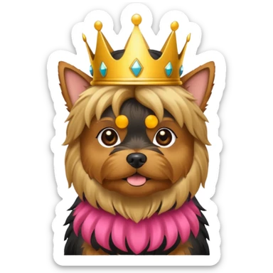 yorkshire terrier with a crown sticker
