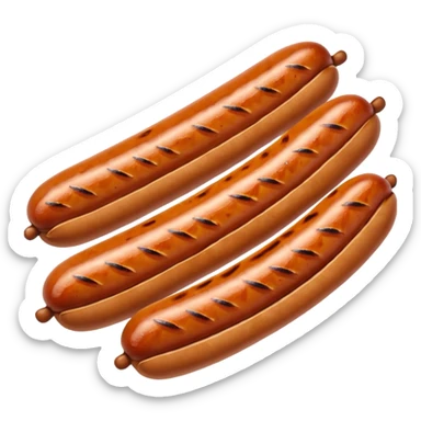 Single grilled sausage on a plain white background sticker