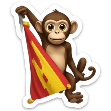 Monkey holing new calefonia flag sticker