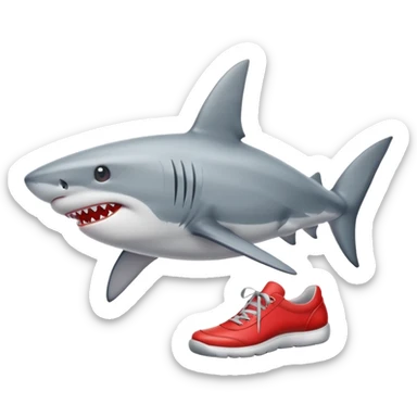 Shark wearing red shoes sticker