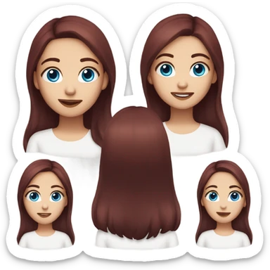 Beautiful girl, dark red hair, straight hair，long hair, blue eyes sticker