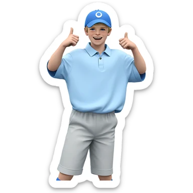 happy boy in blue outfit sticker