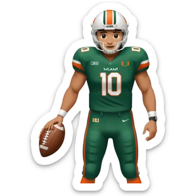 football player for the university of miami wearing number 10 sticker