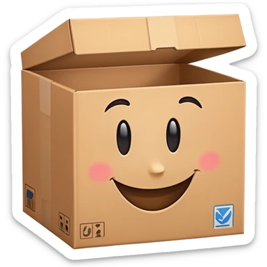 smiling open box sticker