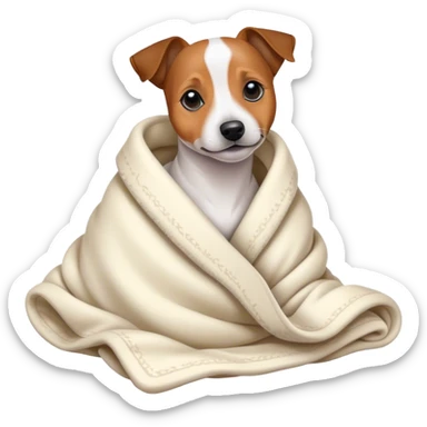 Jack Russell in a blanket sticker